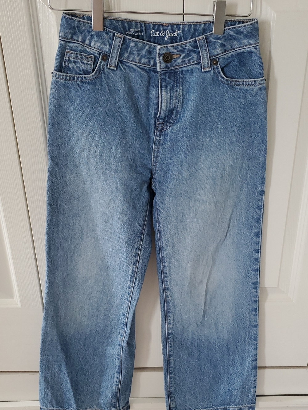 Girls Light Wash Wide Leg Jeans